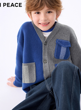 MINIPEACE太平鸟童装男童毛衫春季新款学院儿童撞色毛衣开衫潮