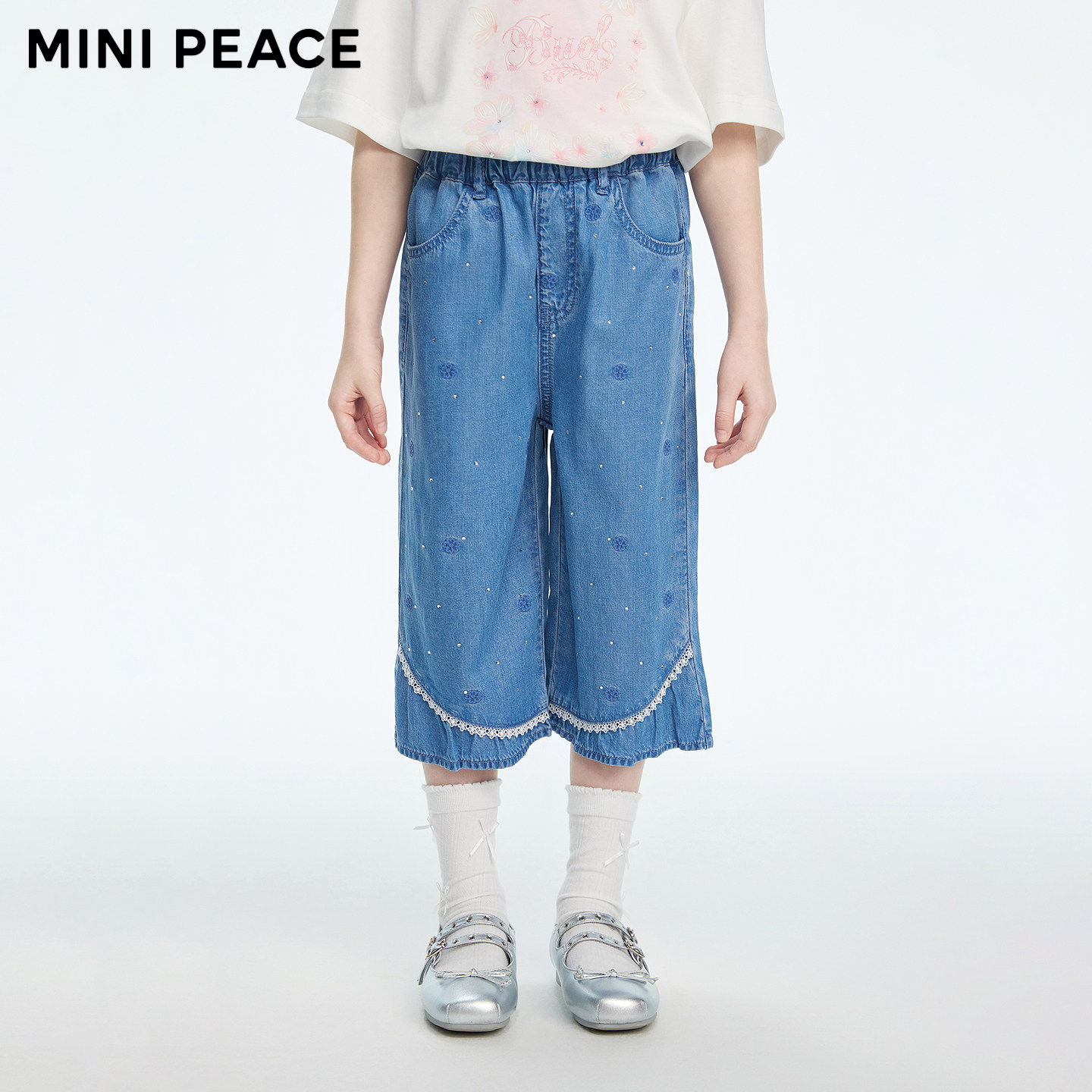【专柜同款】MINIPEACE太平鸟童装女童天丝薄款牛仔裤夏季新款