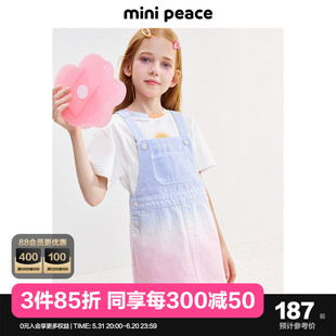 女童连衣裙彩色渐变牛仔背带裙 系列 minipeace太平鸟童装 时尚