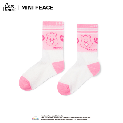 MINIPEACE X CareBears太平鸟童装女童儿童袜子中筒袜爱心熊粉色