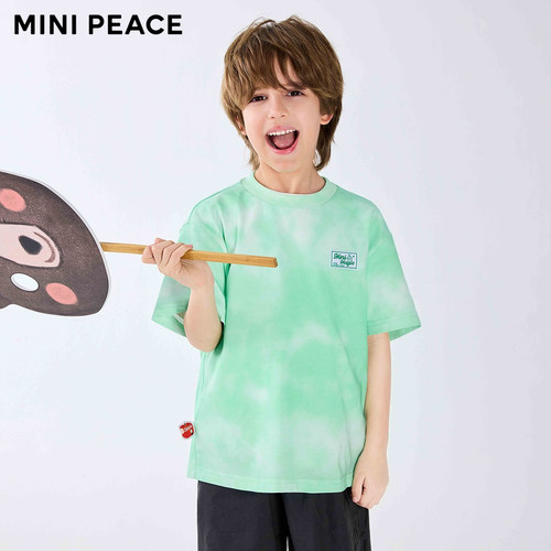 【专柜同款】MINIPEACE太平鸟童装男童短袖T恤水洗晕染儿童夏装潮