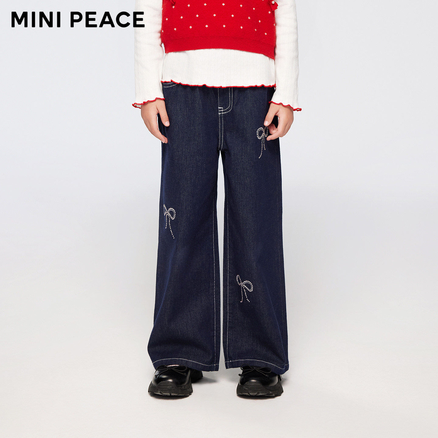 【专柜同款】MINIPEACE太平鸟童装男童拖地裤春季女童牛仔裤长裤