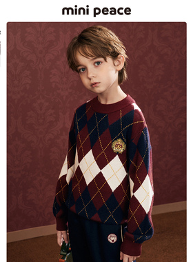 MINIPEACE太平鸟儿童学院风毛衣秋冬款男童毛衫女童圆领毛衣