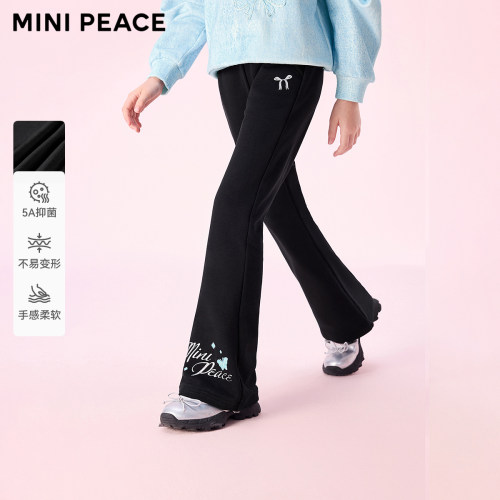 [5A抑菌]MINIPEACE太平鸟童装女童喇叭裤秋季儿童卫裤蝴蝶休闲裤