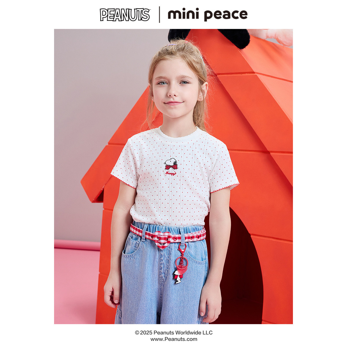 【专柜同款】MINIPEACE×史努比联名女童短袖T恤波点夏装上衣新款