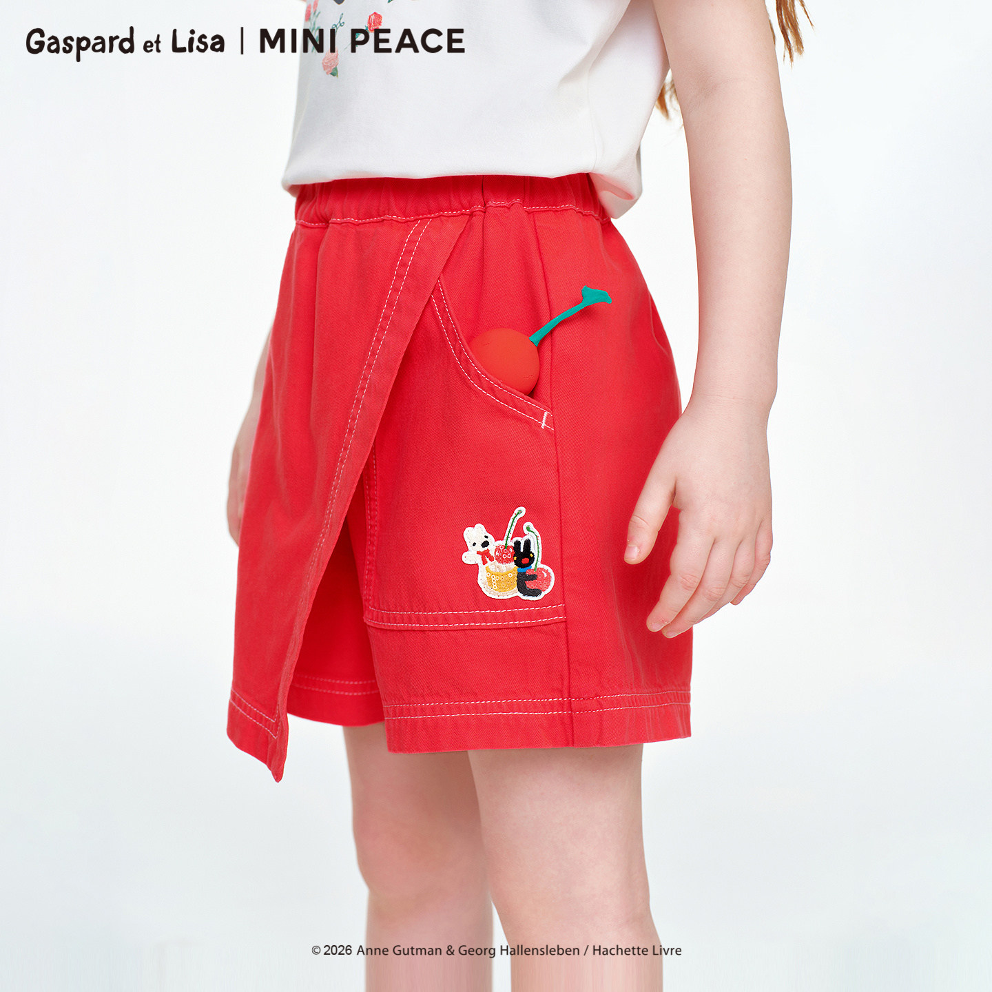 MINIPEACE×卡斯波和丽莎联名女童裙裤夏儿童假两件水洗牛仔短裤