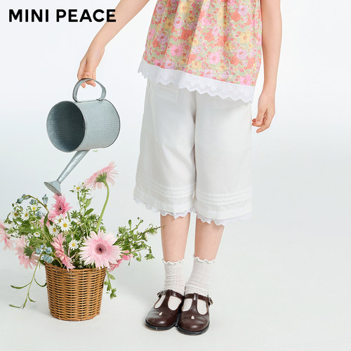 [专柜同款]MINIPEACE太平鸟童装女童牛仔裤夏季白色女孩中短裤