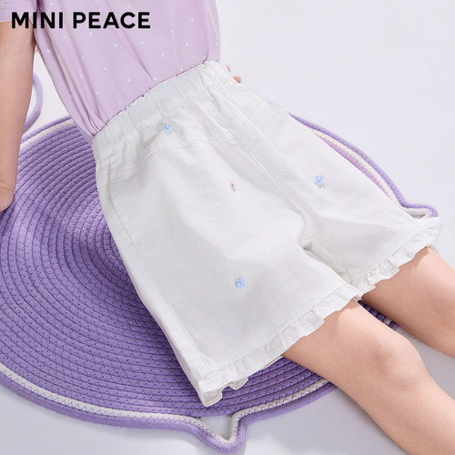 MINIPEACE太平鸟童装女童牛仔短裤夏季新款花朵儿童五分裤女宝