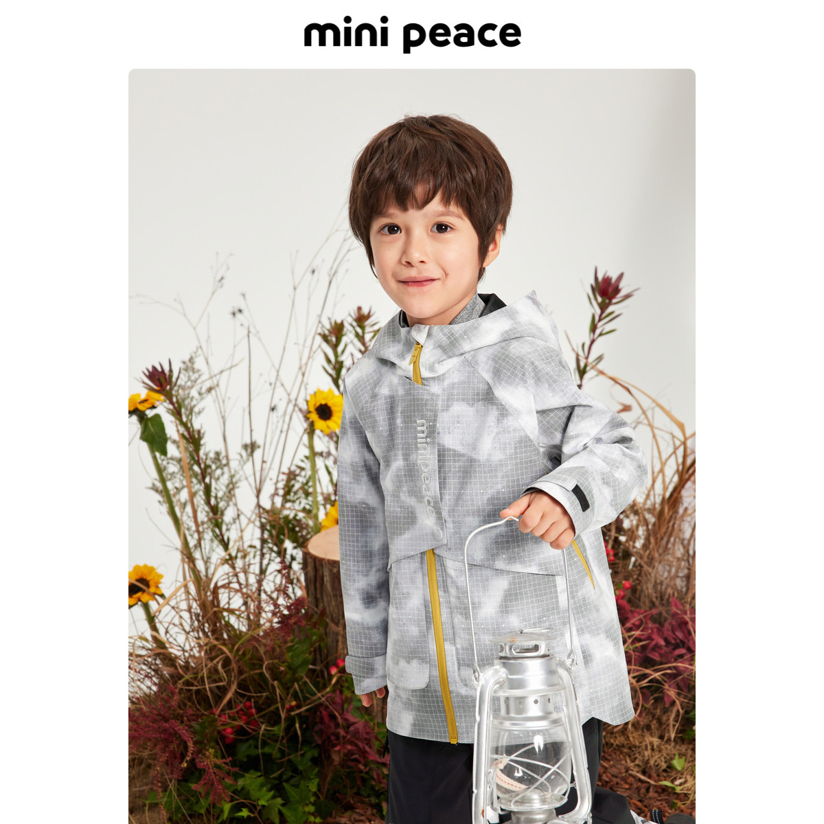 MINIPEACE太平鸟童装男童连帽水墨梭织风衣儿童外套夹克春秋