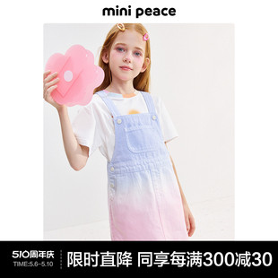 minipeace太平鸟童装 时尚 系列 女童连衣裙彩色渐变牛仔背带裙