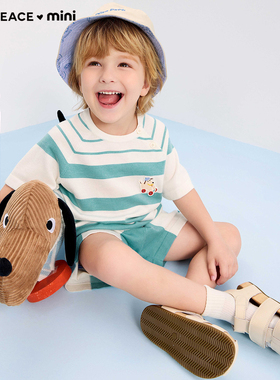 [A类亲肤]MINIPEACE太平鸟童装男宝宝t恤短裤两件套夏季幼童套装