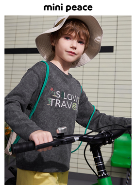 【专柜同款】MINIPEACE太平鸟童装男童长袖T恤儿童蜡染潮酷春上衣