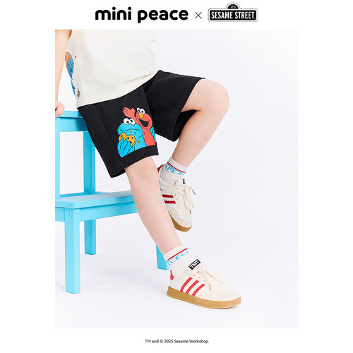 MINIPEACE×芝麻街联名男童裤子夏季新款儿童短裤卡通男宝五分裤