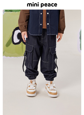 【专柜同款】MINIPEACE太平鸟童装男童工装裤秋季新款明线裤子