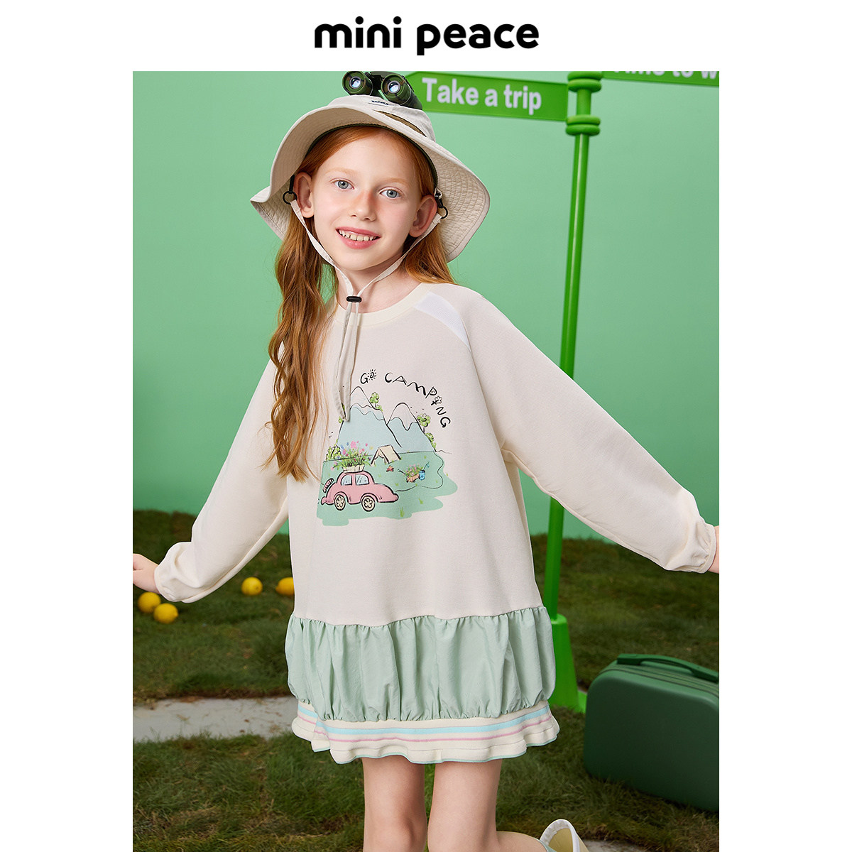 【专柜同款活力系列】MINIPEACE太平鸟童装女童甜美图案连衣裙春