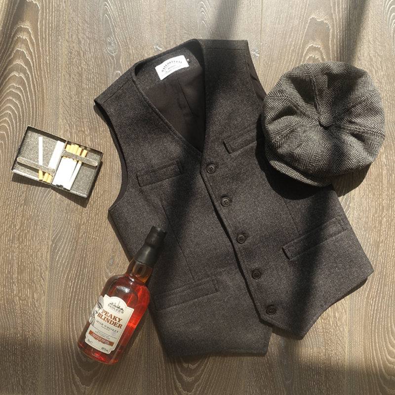 浴血黑帮羊毛粗花呢人字纹马甲