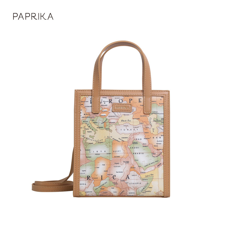 paprika地图包女手提包新款琴谱包单肩斜挎包通勤托特包