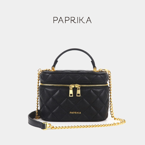 PAPRIKA女包菱格盒子包单肩斜挎小方包手提链条