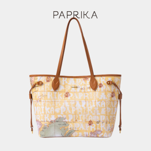 paprika地图包女托特包通勤包大容量手提包印花包