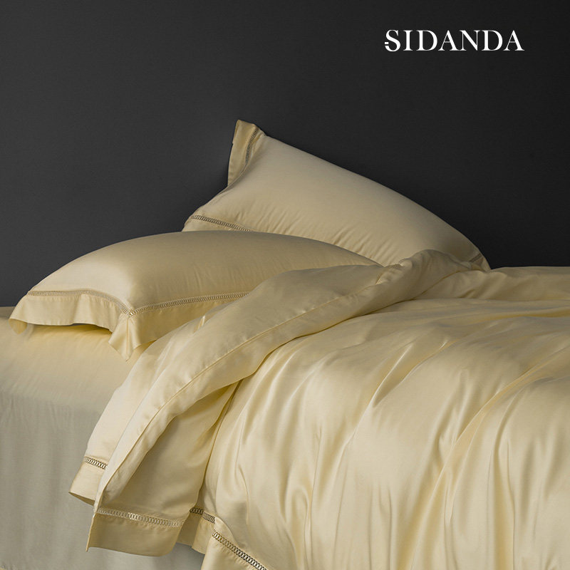 SIDANDA奥地利120支兰精天丝四件套纯色简约镂空床单床笠丝