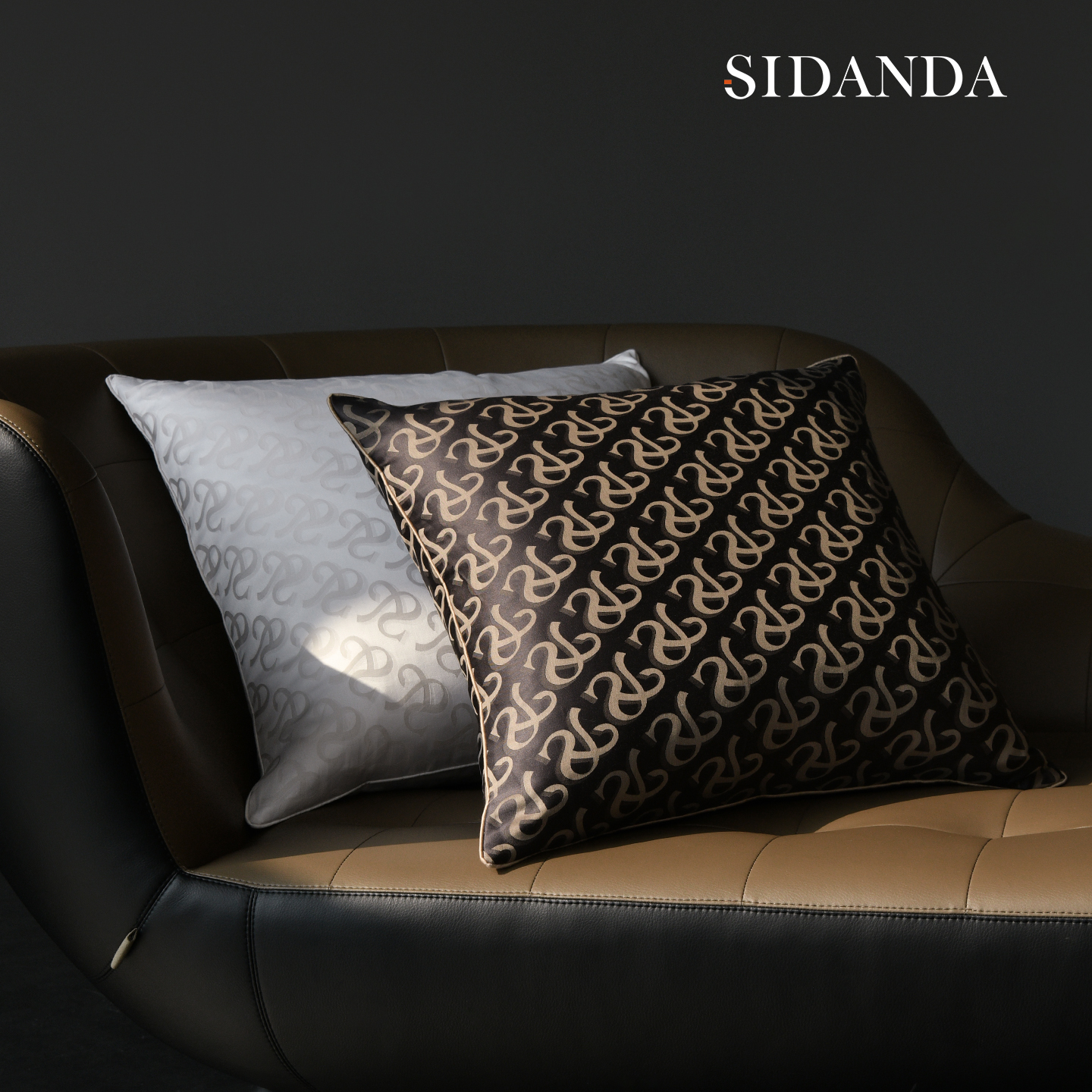 SIDANDA白鹅毛靠枕100支全棉提花抱枕高档别墅客厅沙发轻奢靠垫