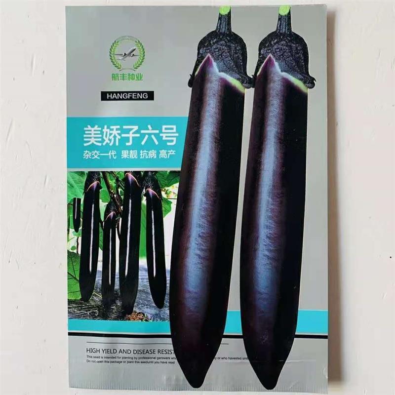 航丰种业美娇子六号茄子种子籽引进韩国抗病高产果皮紫黑肉淡绿色