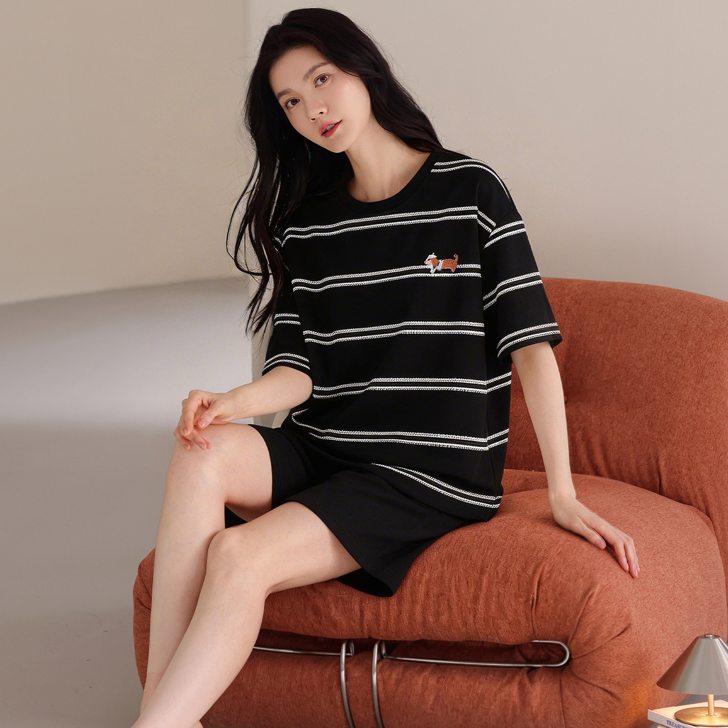 睡衣女夏季纯棉短袖短裤薄款夏天全棉女式韩版休闲运动家居服套装