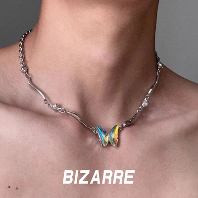 BIZARRE｜渐变蝴蝶吊坠项链甜酷轻奢小众高级中性饰品男女锁骨链