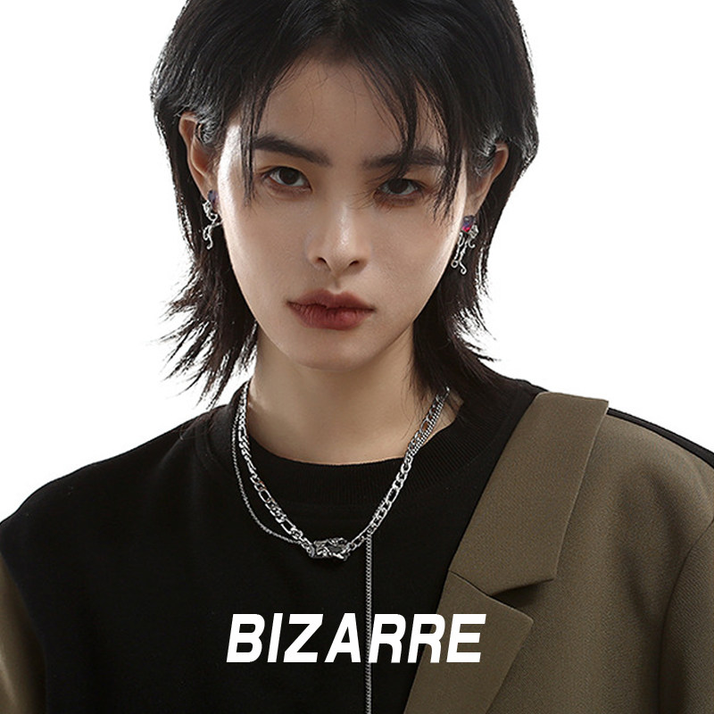 BIZARRE｜双层粗链宝石项链重工嘻哈叠戴中性挂坠金属国潮风颈链