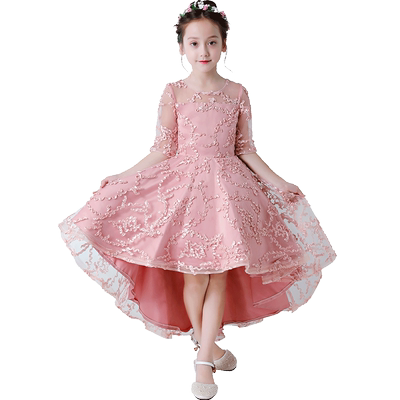 小花童蓬蓬纱粉色钢琴演出服