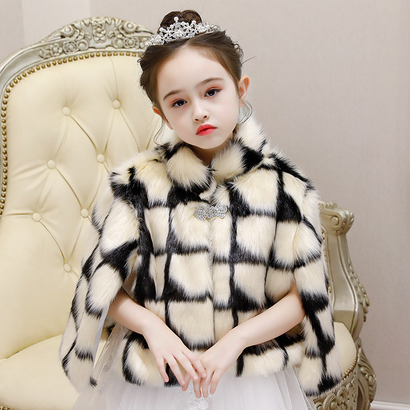 children Cape cloak Autumn and winter go out lattice Plush thickening Little Girl princess Flower girl Wool shawls coat Versatilein the Children/Baby/Family fitted , Cloak/Cloak  category - from Buy2taobao.com to provide professional Taobao agent buy service