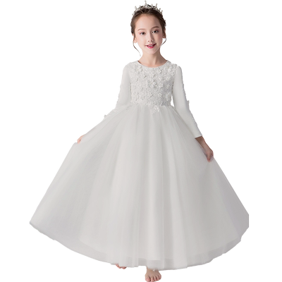 长袖加厚小花童秋冬季钢琴演出服