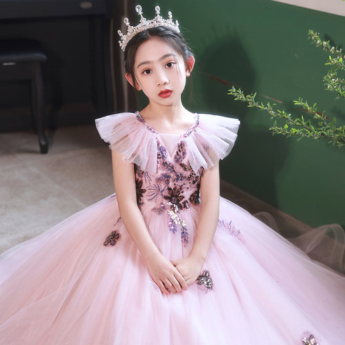 女童主持人礼服公主裙粉色