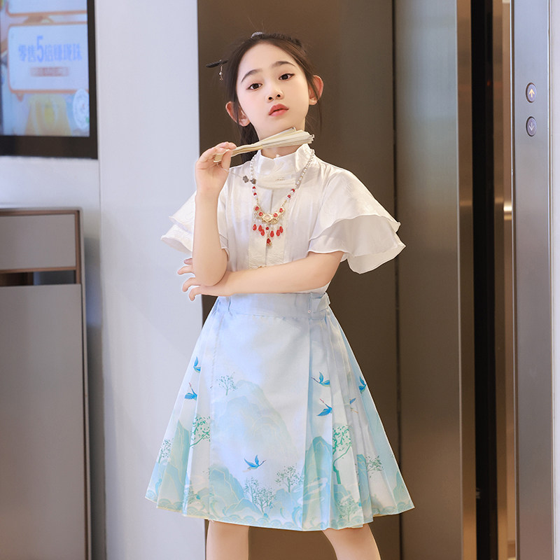 明制汉服儿童马面裙女童套装图片