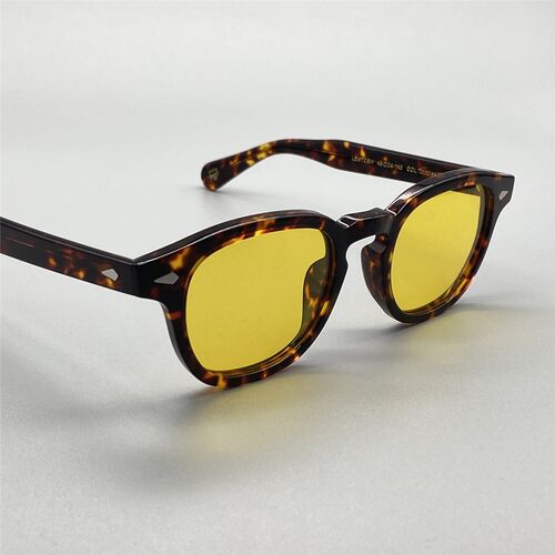 黄色偏光墨镜夜视复古男女方圆形