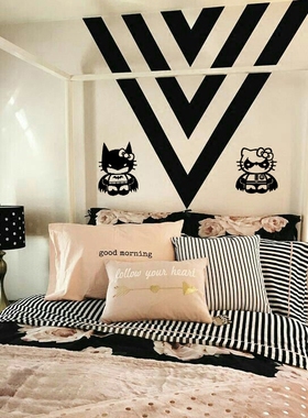 ins风北欧简约卧室玻璃贴纸恶搞KT猫少女心宿舍贴门贴墙贴纸