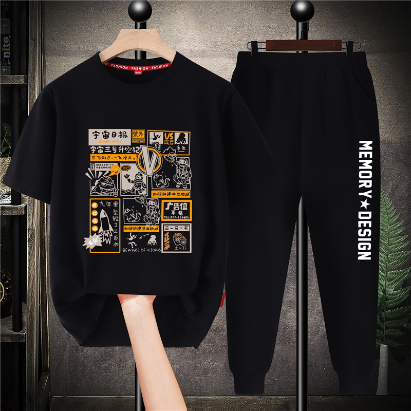 胖童潮童装夏季套装大童短袖男孩2024新款儿童运动纯棉夏装衣服男