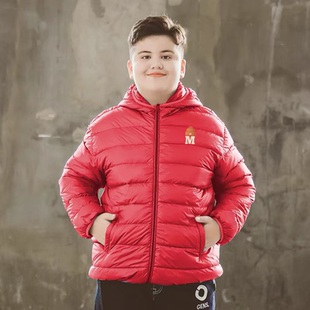 胖童装男童羽绒服外套冬装中大童加肥加大胖男孩青少年轻薄羽绒衣