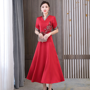 RM8832#婚礼妈妈礼服女2023新款中长款高贵优雅气质时尚喜婆婆婚宴连衣裙