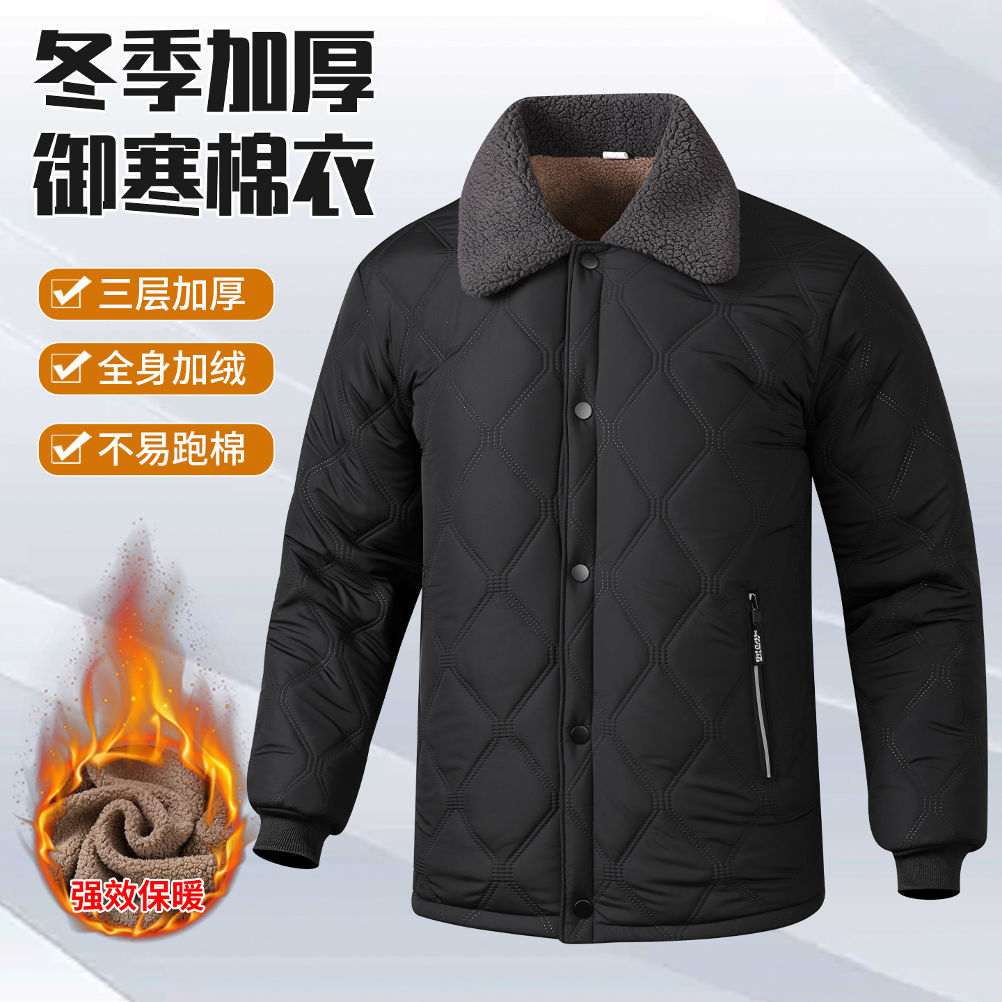 冬季加绒加厚中老年男保暖棉服