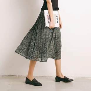 裙子飘逸 高级复古高腰显瘦中长款 未闻花名日式 春夏碎花半身裙女式