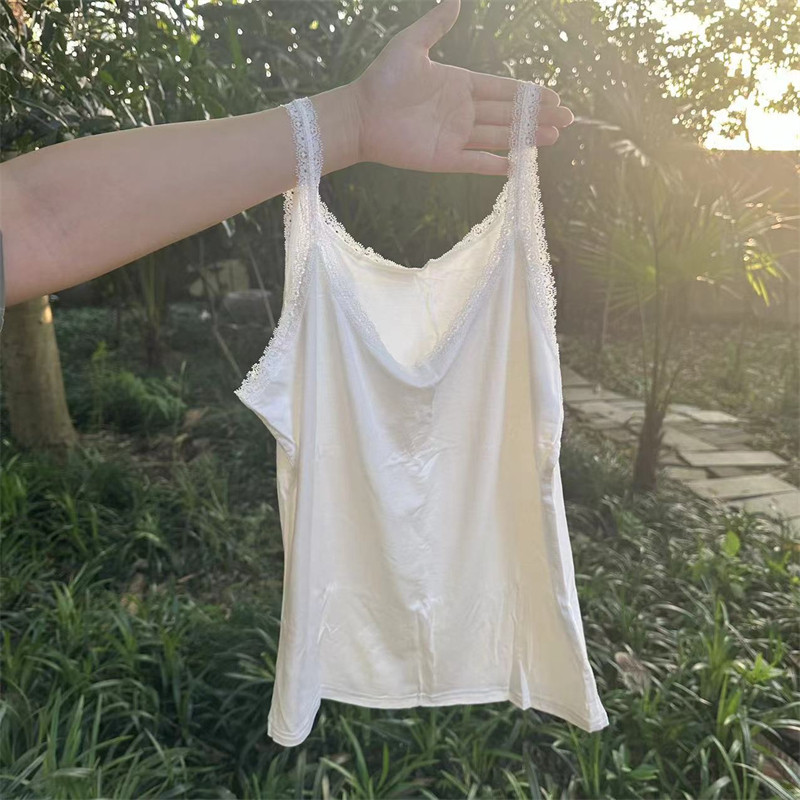 日式春夏薄款女式简约蕾丝吊带背心内搭打底衫柔软亲肤真丝质感