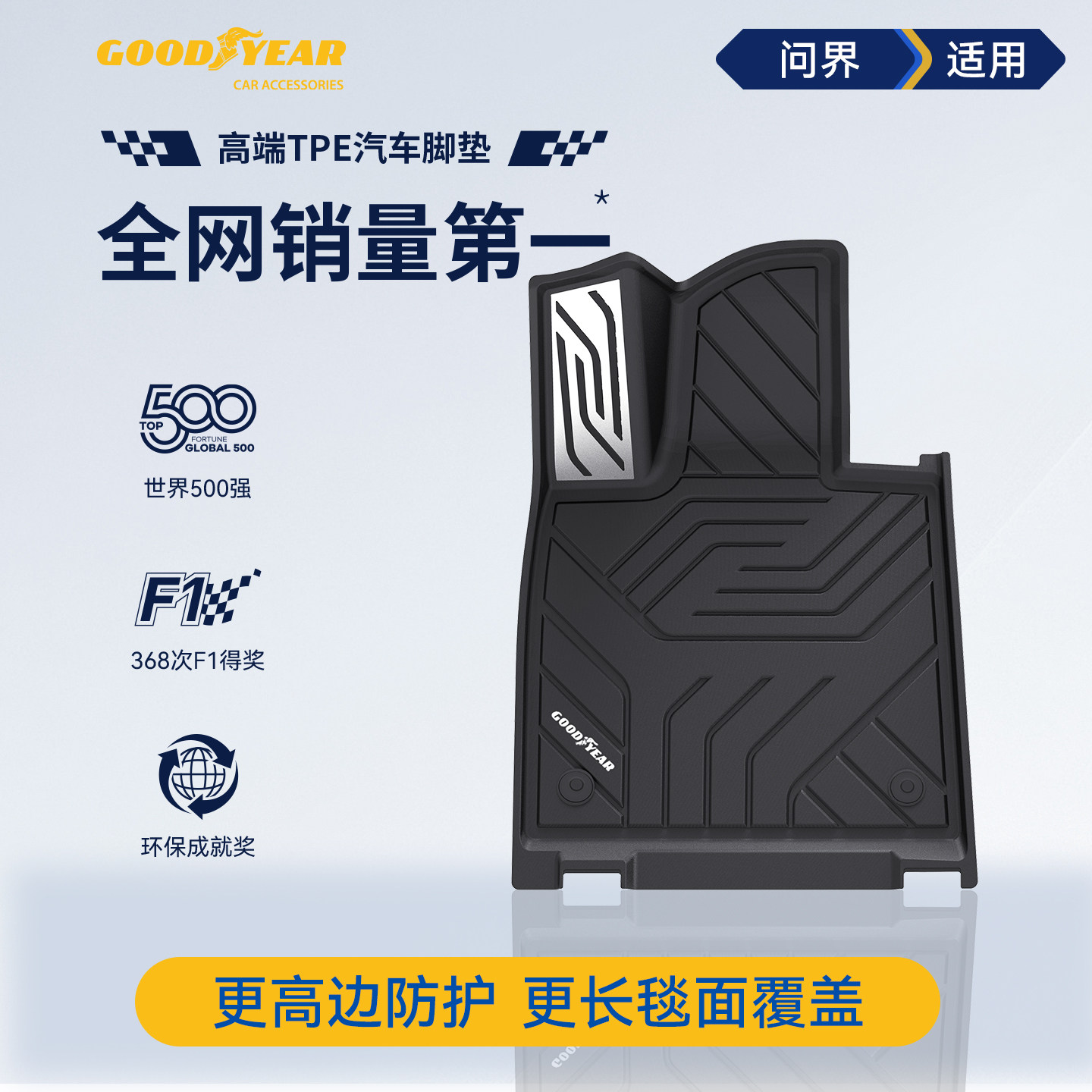 固特异高边全TPE汽车脚垫适用于问界M8汽车后备箱靠背垫改装配件