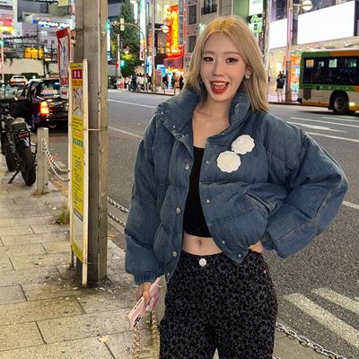 jennie同款牛仔棉服外套