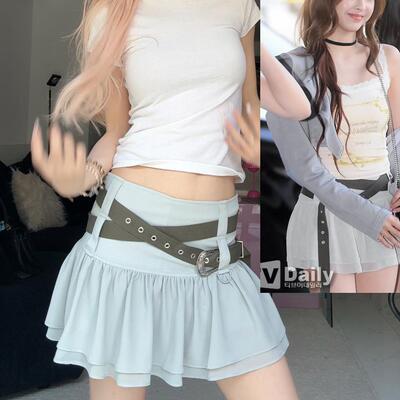 OhMeTell女团风褶皱边装饰短裙