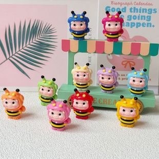 卡通蜜蜂猪猪 盲袋萌粒diy饰品挂件钥匙扣公仔桌面小摆件树脂配件