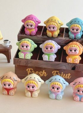 实色坐姿娃酷酷 盲袋萌粒diy饰品挂件钥匙扣公仔桌面摆件树脂配件