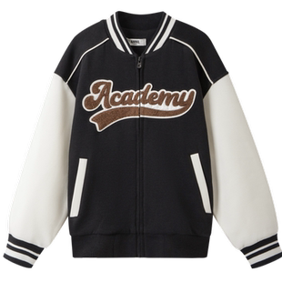 安奈儿男女童装针织外套2024秋新款学院风棒球服休闲上衣潮酷百搭