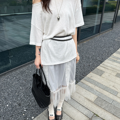 BOLAMEI-26夏上新慵懒亚麻棉大版T短袖T恤(不配项链)82027