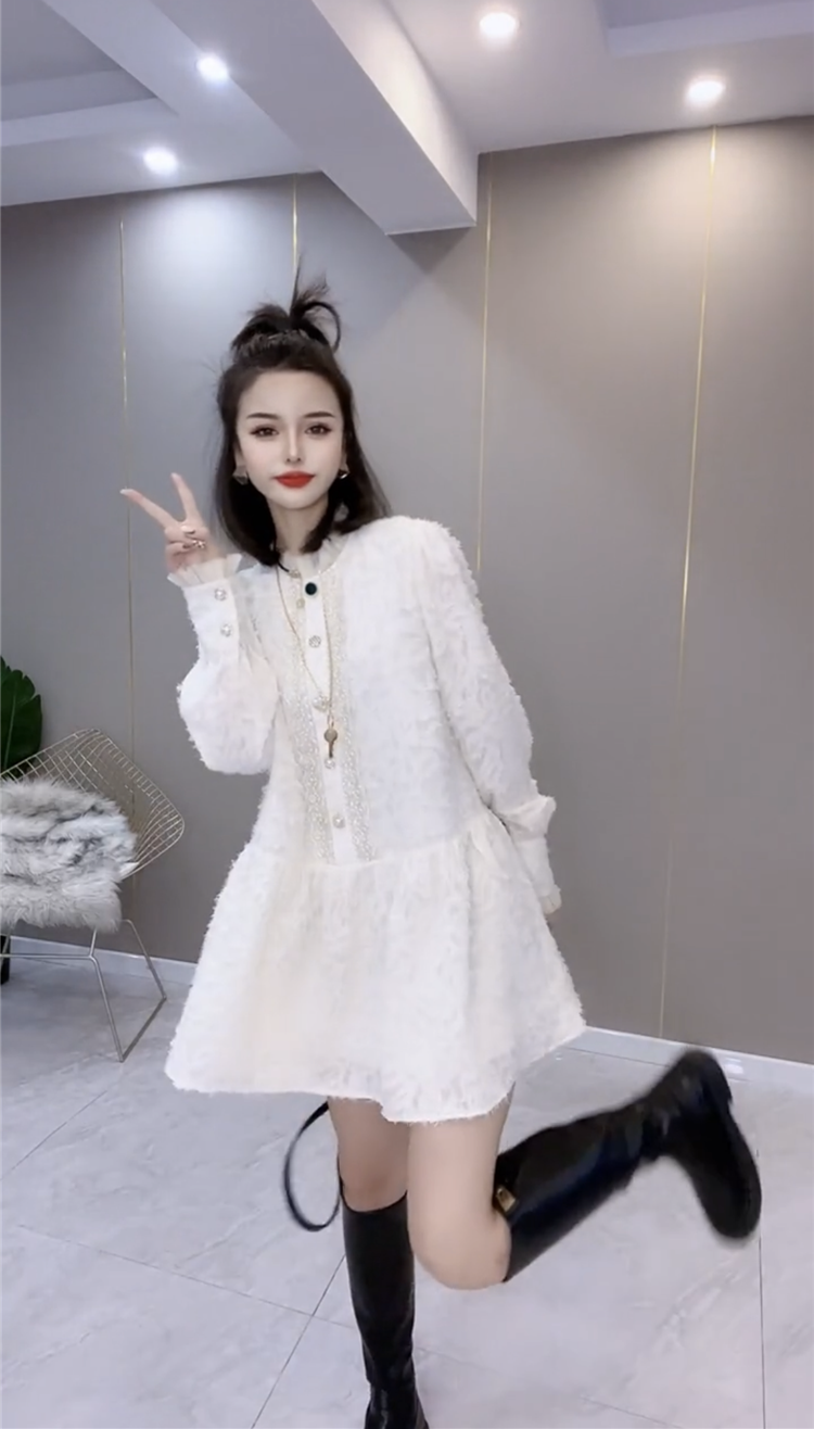 很仙蕾丝连衣裙长袖新款